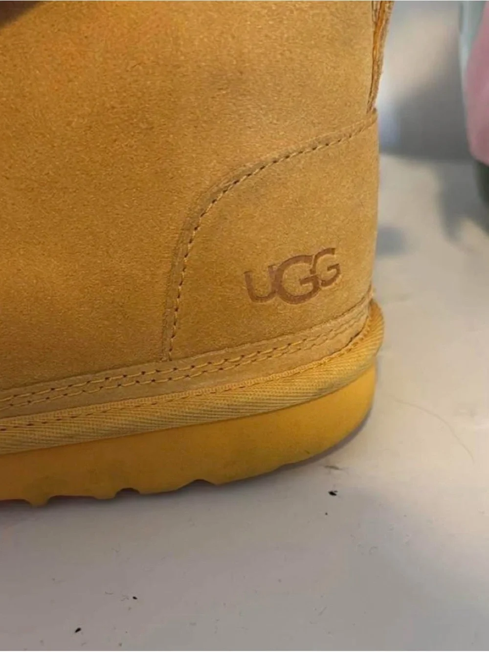 UGG Kids Mustard Suede Lace-Up Ankle Boots